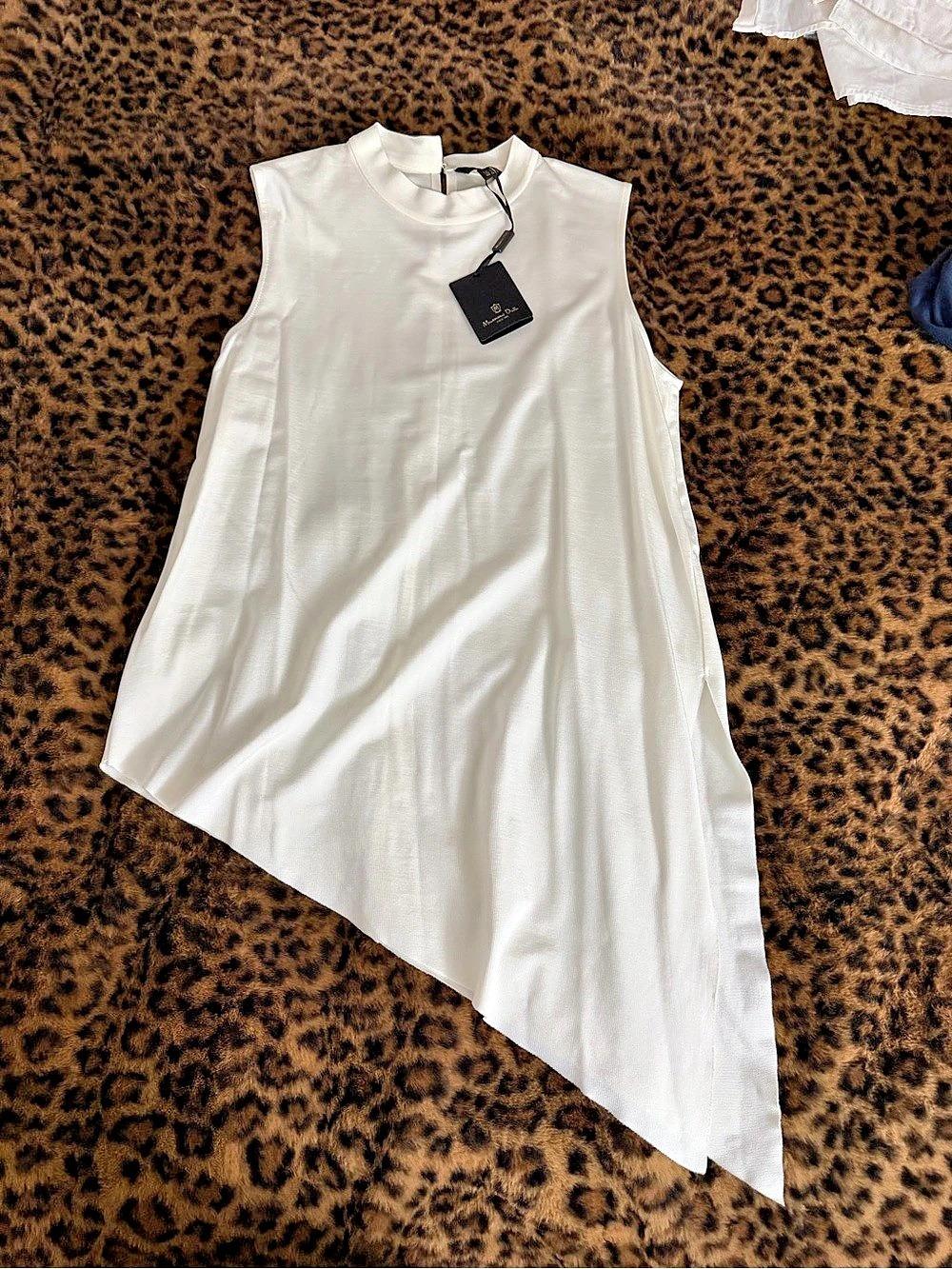 Massimo Dutti Asymmetrical White Blouse Size Large NWT